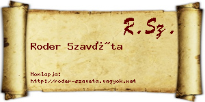 Roder Szavéta névjegykártya